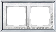 Рамка на 2 поста (хром/белый) WL77-Frame-02